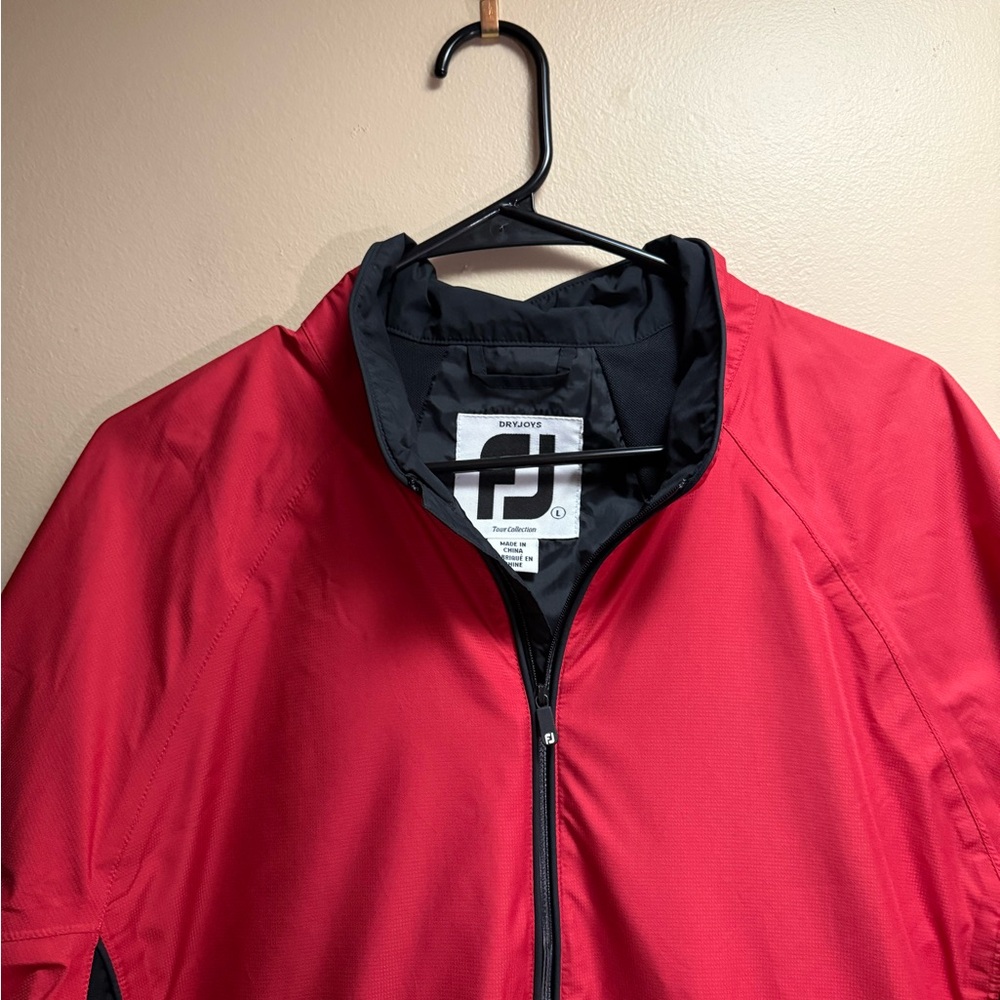 FootJoy DryJoys Golf Wind Jacket L‎ Red Short Sleeve - Picture 2 of 12